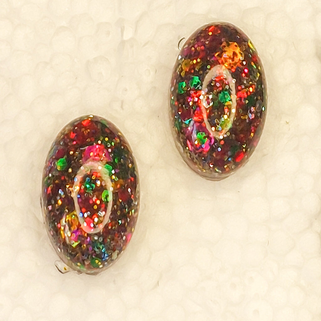 Oval Glitter Earrings