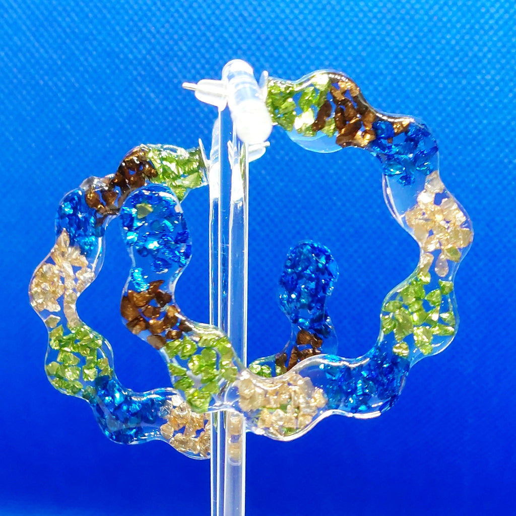 Stone Hoop Earrings | Round Resin Earrings