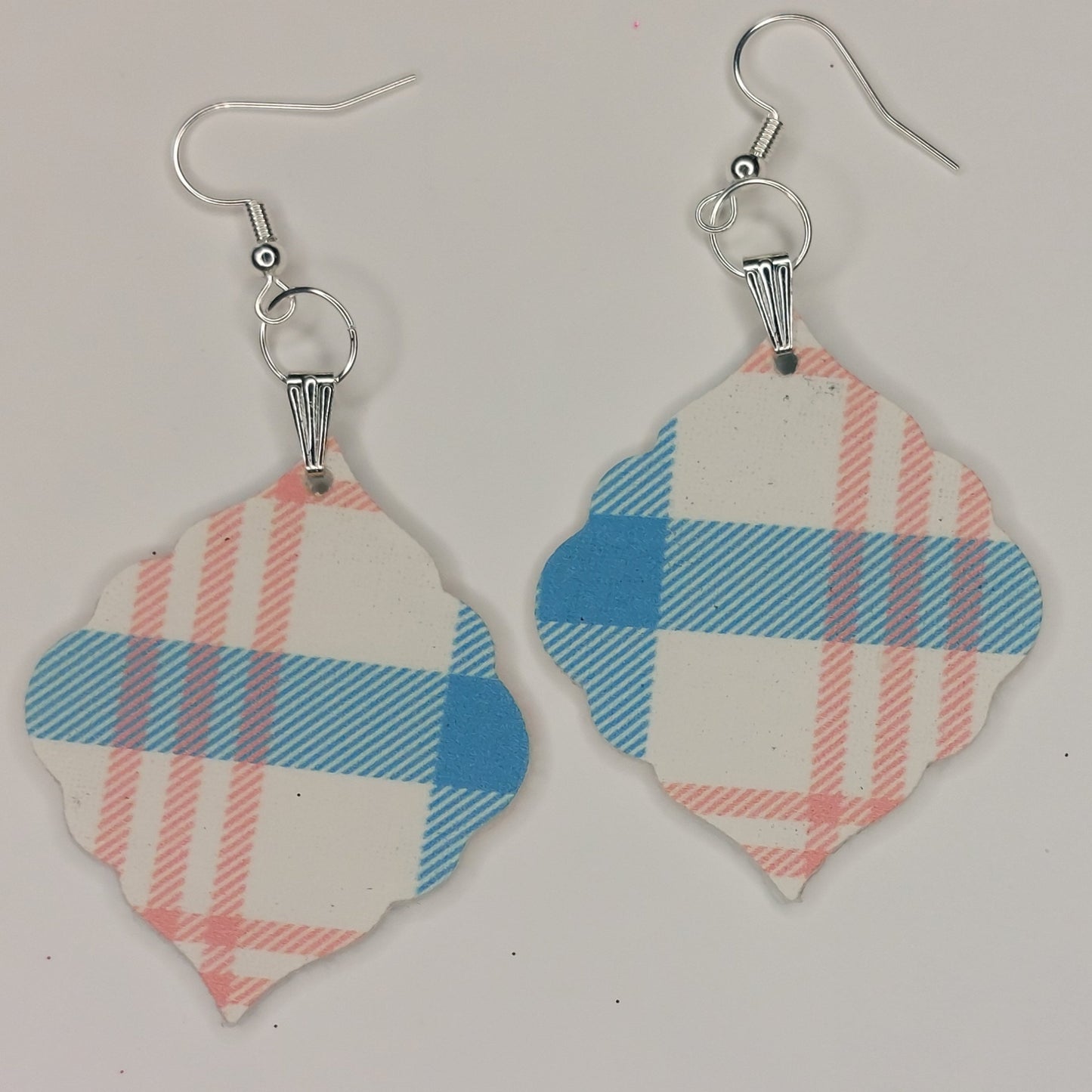 Faux Leather Plaid Blue and Pink