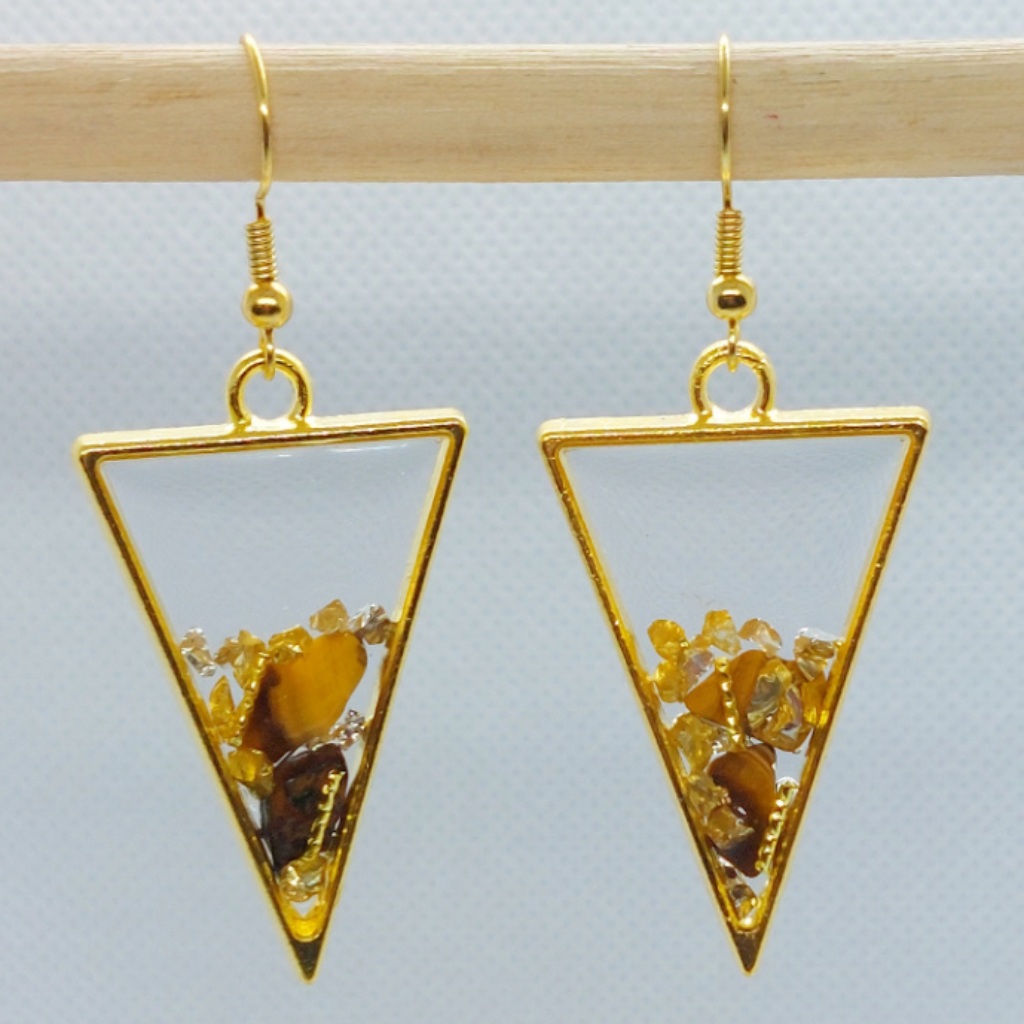 Gold Rush Earrings | Stone Open Bezel Earrings