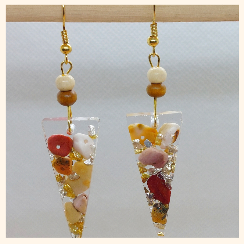 Stone n Resin Earrings | Bead Resin Earrings