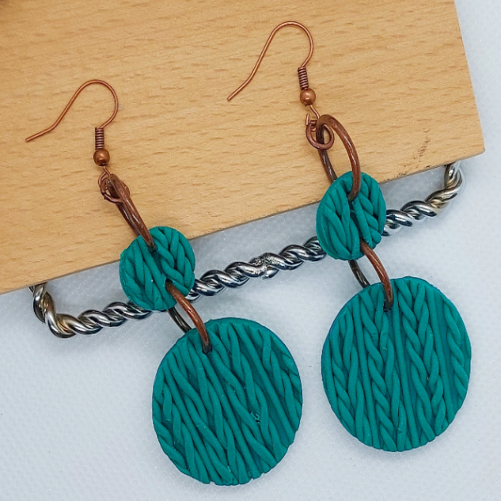 Teal Clay Sweater Earrings