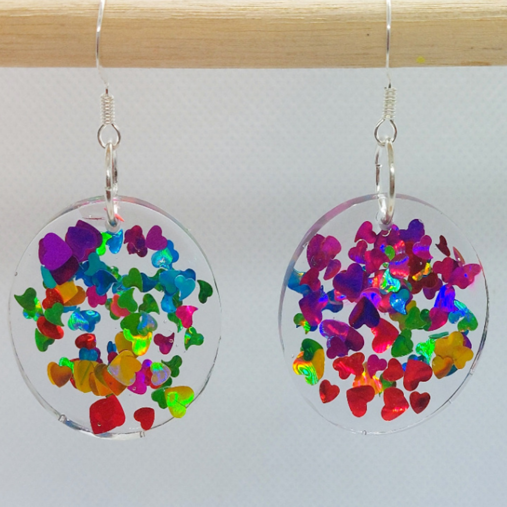 Rainbow Resin Earrings