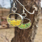 Yellow Green Open Bezel Earrings
