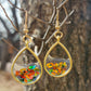 Green and Gold Open Bezel Earrings