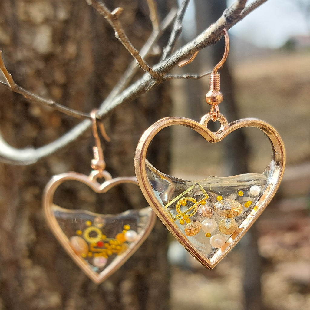 Open Heart Bezel Earrings