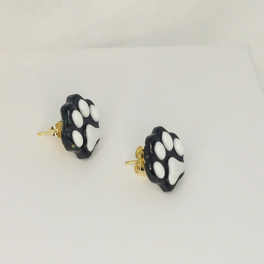 Black and White Kitty Studs
