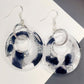 Black White Silver Round Glitter Earrings