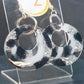 Black White Silver Round Glitter Earrings