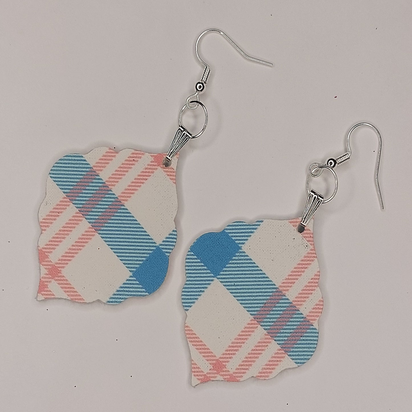 Faux Leather Plaid Blue and Pink