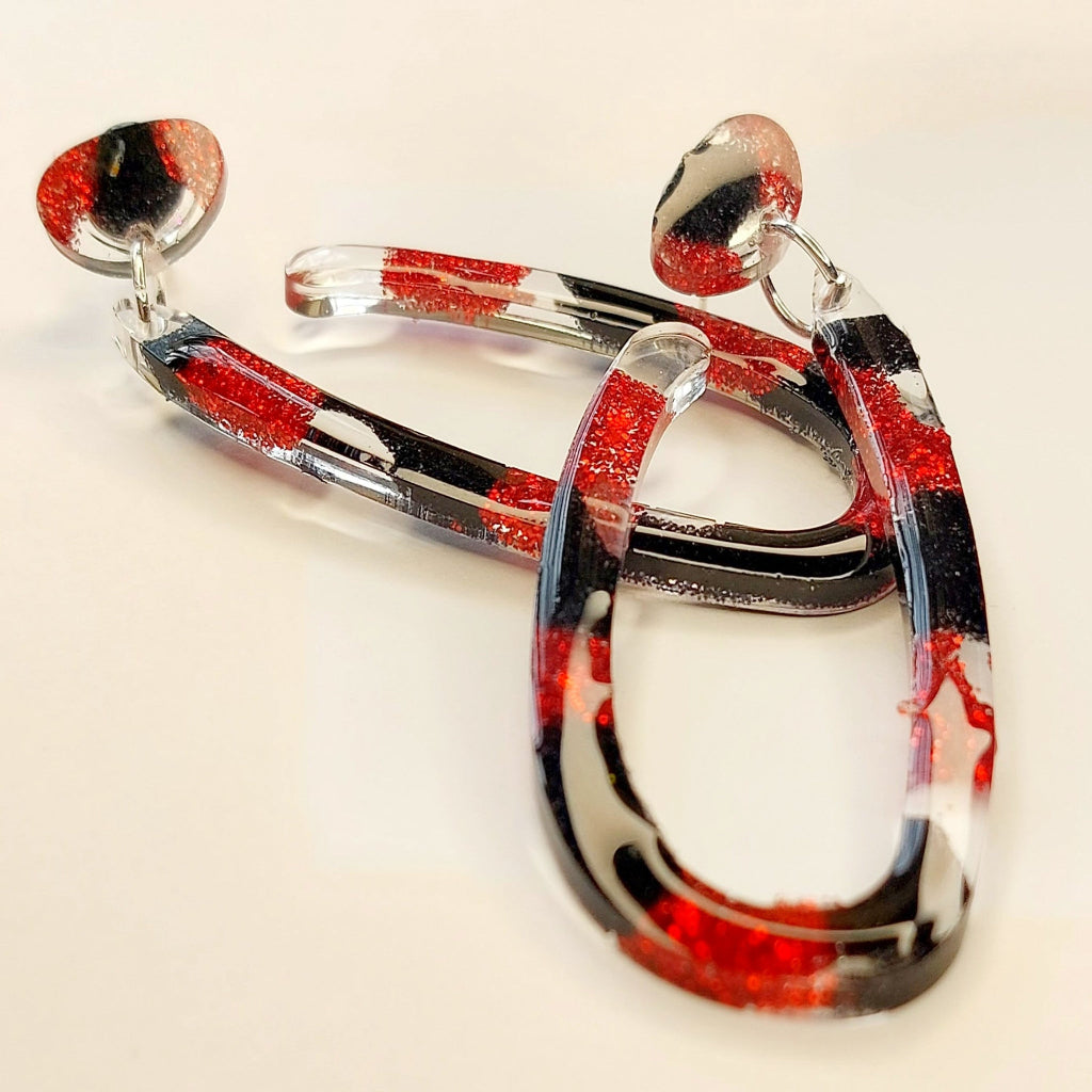Red and Black Resin Earrings