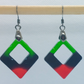 Green, Black and Red Drop Earrings