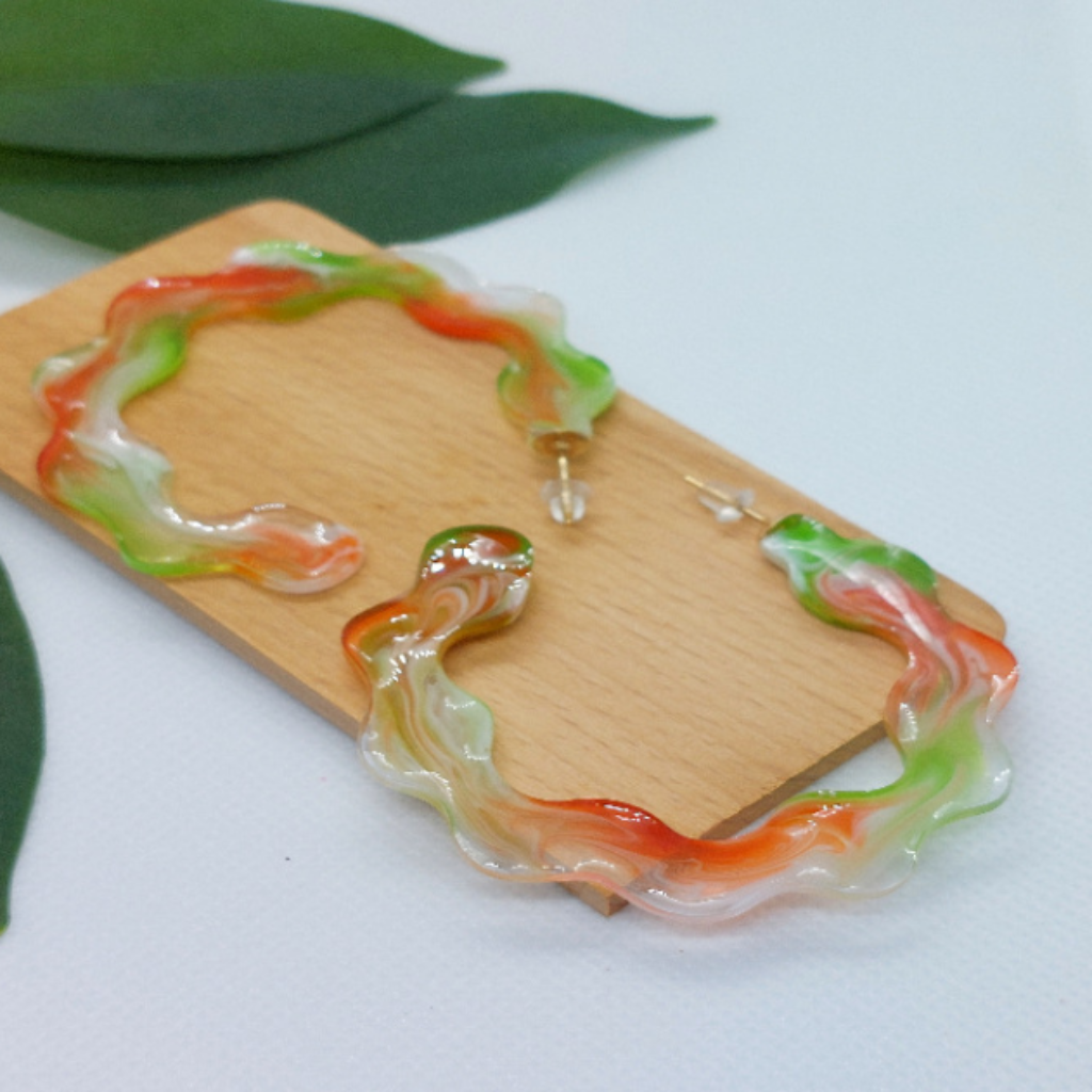 Multi Resin Hoop Earrings |Round Resin Hoops |