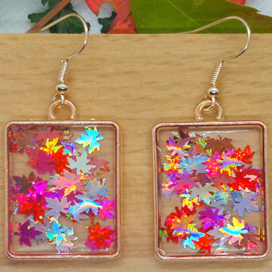 Fall Bezel Earrings | Reds and Pinks |