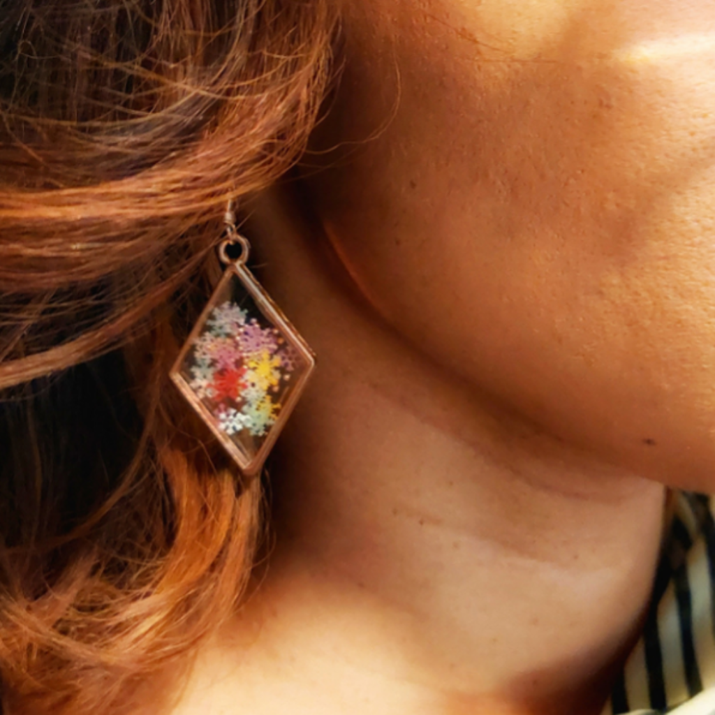 Fall Snowflake Bezel Resin Earring | Winter Snowflake Earrings |