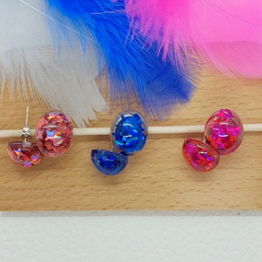 Stud Resin Earrings with Hearts