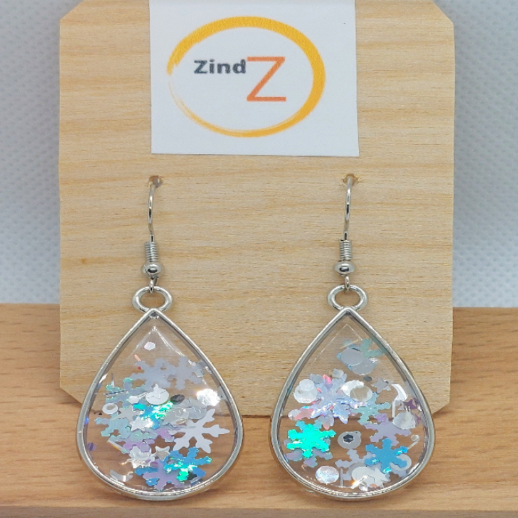 Snowflake Teardrop Earrings | Winter Earrings