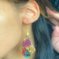 Wooden Dangle Drop | Double sided Wooden Earrings