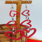 3 Hearts Wooden Earrings
