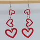 3 Hearts Wooden Earrings
