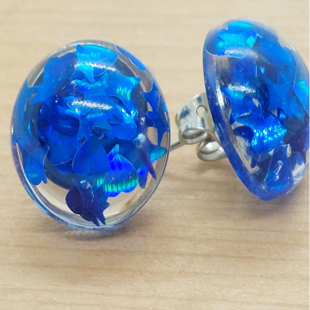 Stud Resin Earrings with Hearts